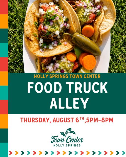 Grab dinner, enjoy live music, and make the most of your Thursday evening! 🌮🍔🎶

Food Truck Alley is back at the Train Depot on Thursday, August 6, from 5–8 PM with delicious bites from @joeslonestartacos, @smash_hit_burgers, and more food trucks to be announced. Plus, enjoy live music from @blairoutloud while you eat, relax, and soak up the summer evening.

Tag who you're bringing and get all the event details at the link in bio! 
.
.
.
| Food Truck Alley | Holly Springs Town Center | Holly Springs GA | Food Truck Alley 2026 | Cherokee County Events | Summer Events | Explore Georgia | #ATLFoodies #LocalFoodTrucks #HollySpringsTownCenter #CherokeeCountyEvents #FoodTruckAlley